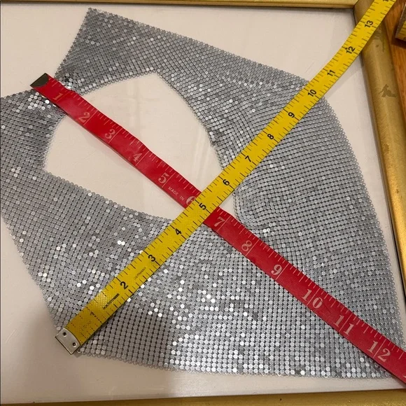 A silver-toned chainmail mesh scarf bib necklace. VTG - Picture 9 of 16